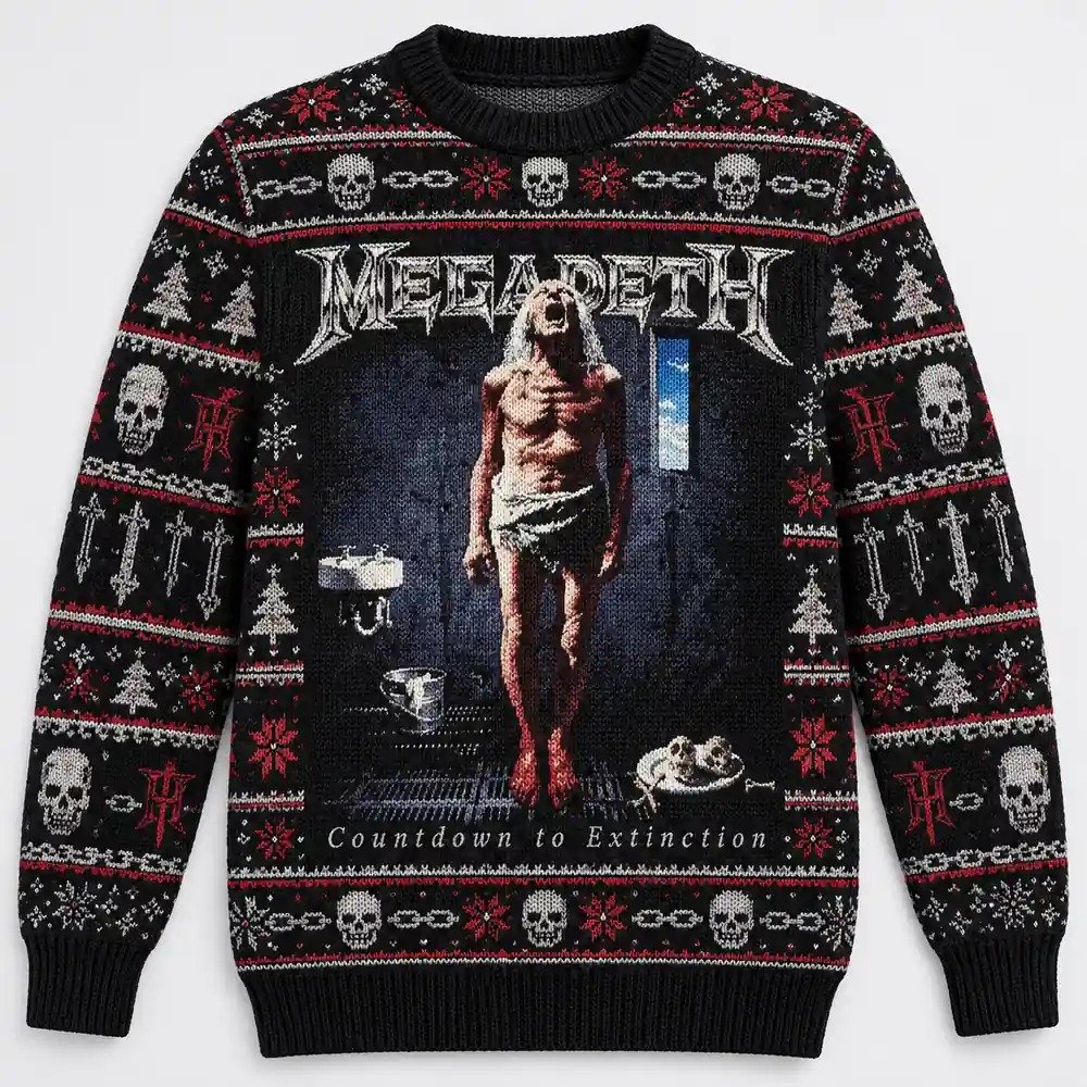 Megadeth Merch Countdown To Extinction Christmas Ugly Sweater Metal Fans Gift