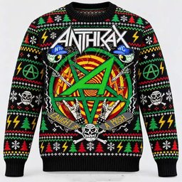 Anthrax Merch Caught In A Mosh NYC Skateboard Christmas Ugly Sweater Metal Fans Gift
