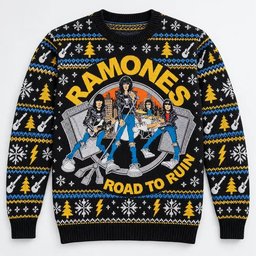 Ramones Merch Road To Ruin Band Artwork Christmas Ugly Sweater Punk Rockers Gift