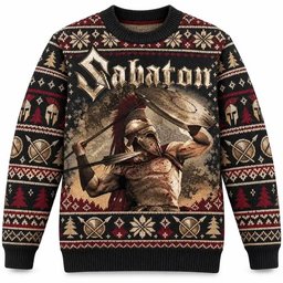 Sabaton Merch Spartan Warrior Sword And Shield Christmas Ugly Sweater Metal Fans Gift
