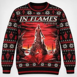 In Flames Merch Colony Album Christmas Red Ugly Sweater Metal Fans Gift