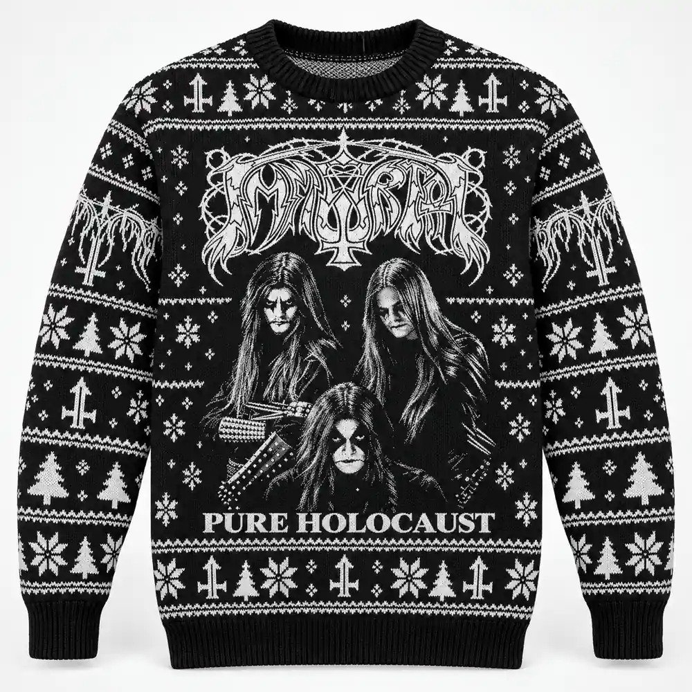 Immortal Merch Pure Holocaust Black And White Band Portrait Ugly Sweater Metal Fans Gift