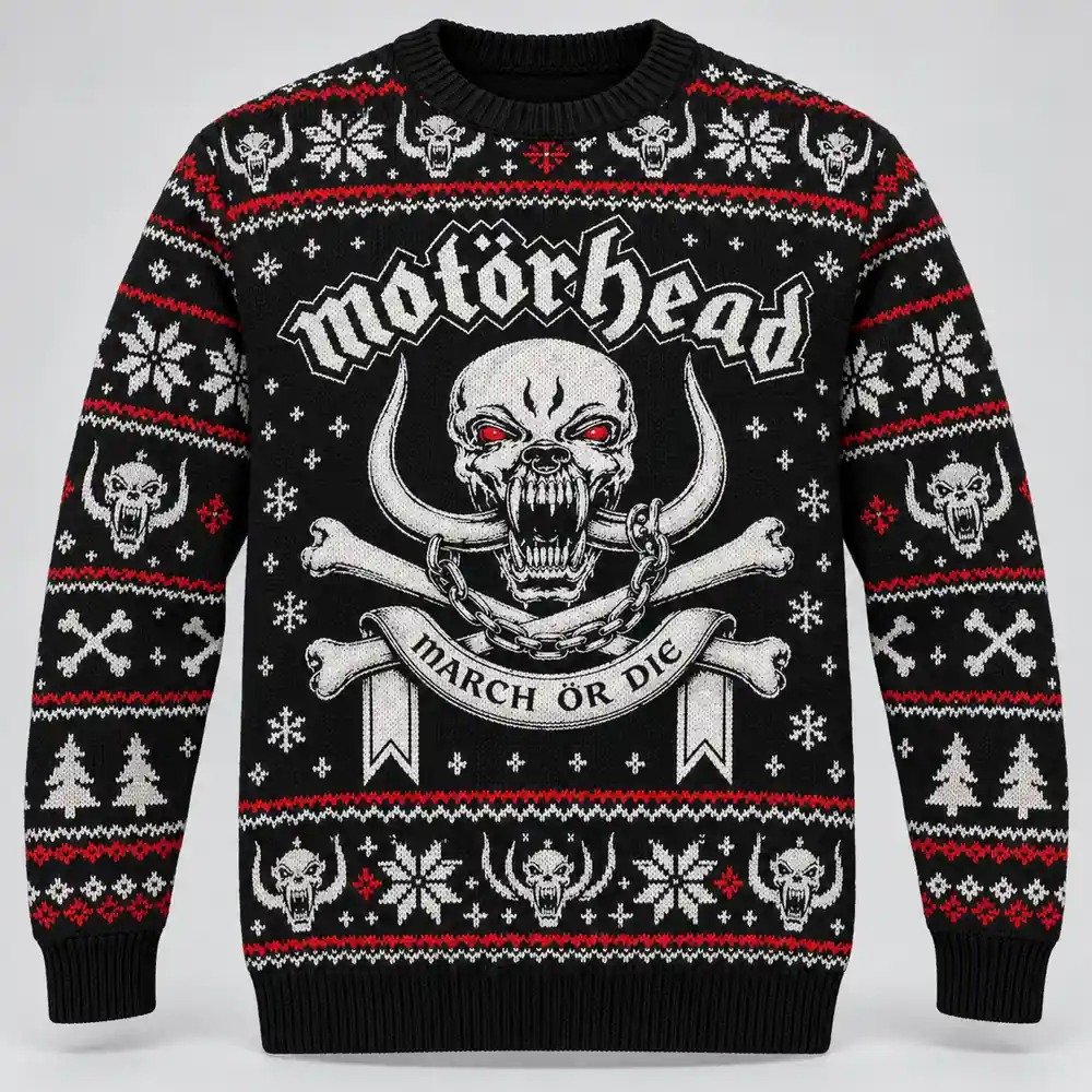 Motorhead Merch March Or Die Skull Logo Christmas Ugly Sweater Rock Music Lover Gift