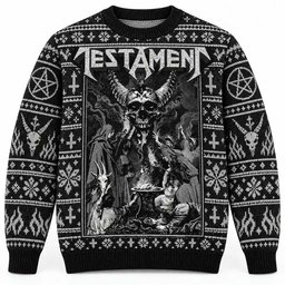 Testament Merch Skull And Dark Fantasy Christmas Ugly Sweater Metal Fans Gift