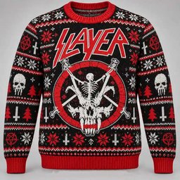 Slayer Merch Skeleton And Skull Red Emblem Christmas Ugly Sweater Metal Fans Gift