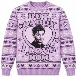 Zayn Merch But Daddy I Love Him Heart Portrait Lavender Christmas Ugly Sweater Pop Music Gift