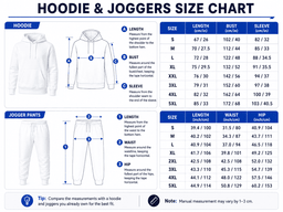 Hoodie and Joggers Size Chart
