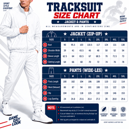 Tracksuit Jacket and Pants Size Chart