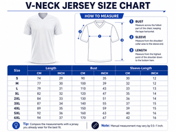 V-Neck Jersey Size Chart