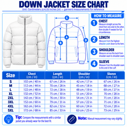 Notre Dame Fighting Irish | Premium NCAA Chevron Stripe Puffer Down Jacket TD size chart