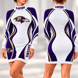 Baltimore Ravens Team Color Wave Sweater Dress