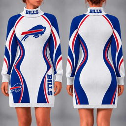 Buffalo Bills Team Color Wave Sweater Dress