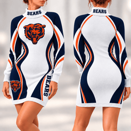 Chicago Bears Team Color Wave Sweater Dress