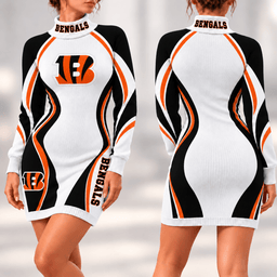 Cincinnati Bengals Team Color Wave Sweater Dress