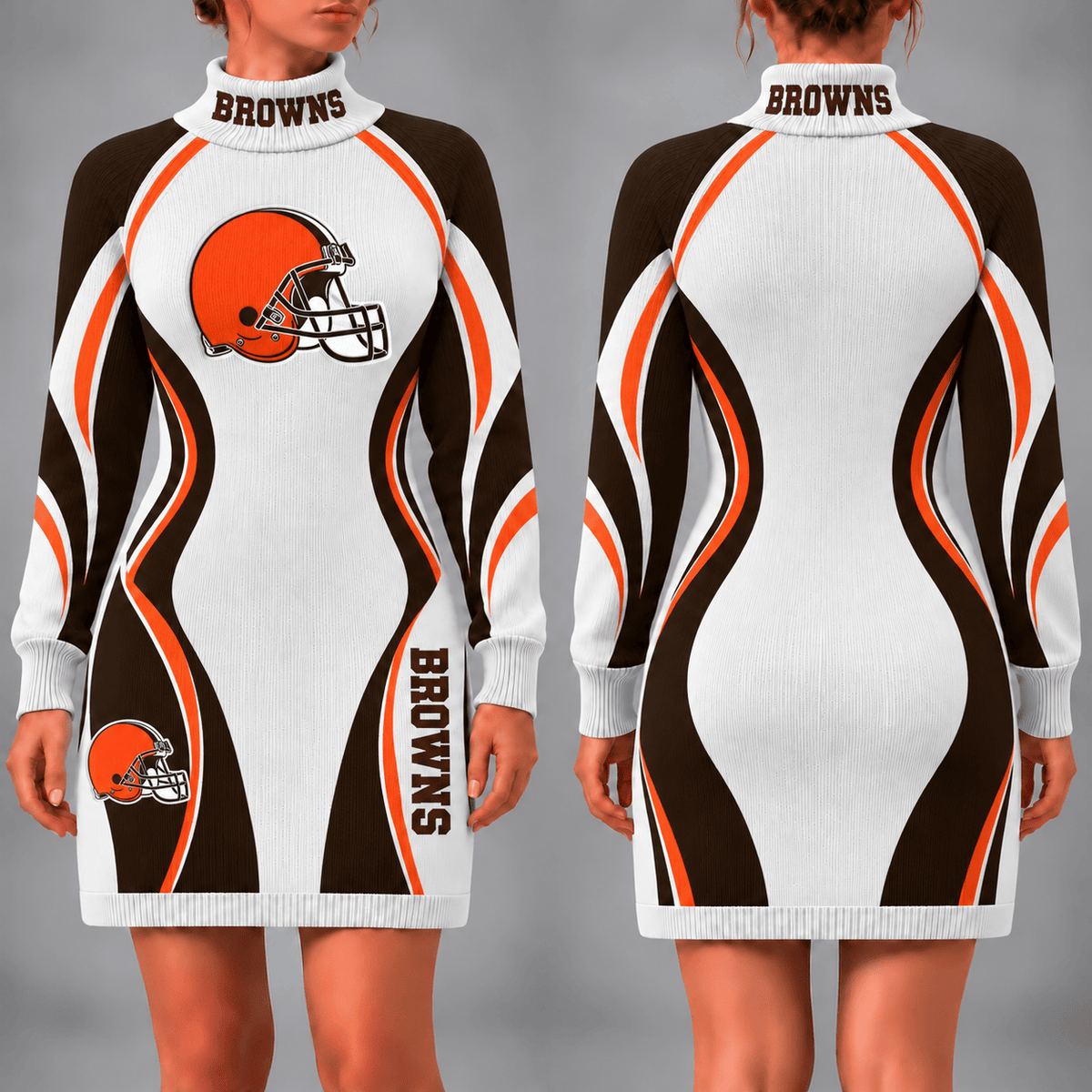 Cleveland Browns Team Color Wave Sweater Dress