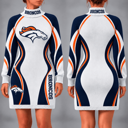 Denver Broncos Team Color Wave Sweater Dress