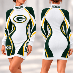 Green Bay Packers Team Color Wave Sweater Dress