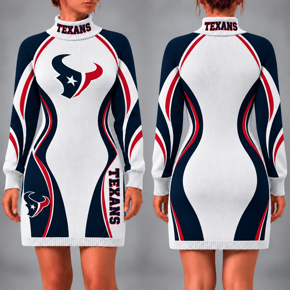Houston Texans Team Color Wave Sweater Dress