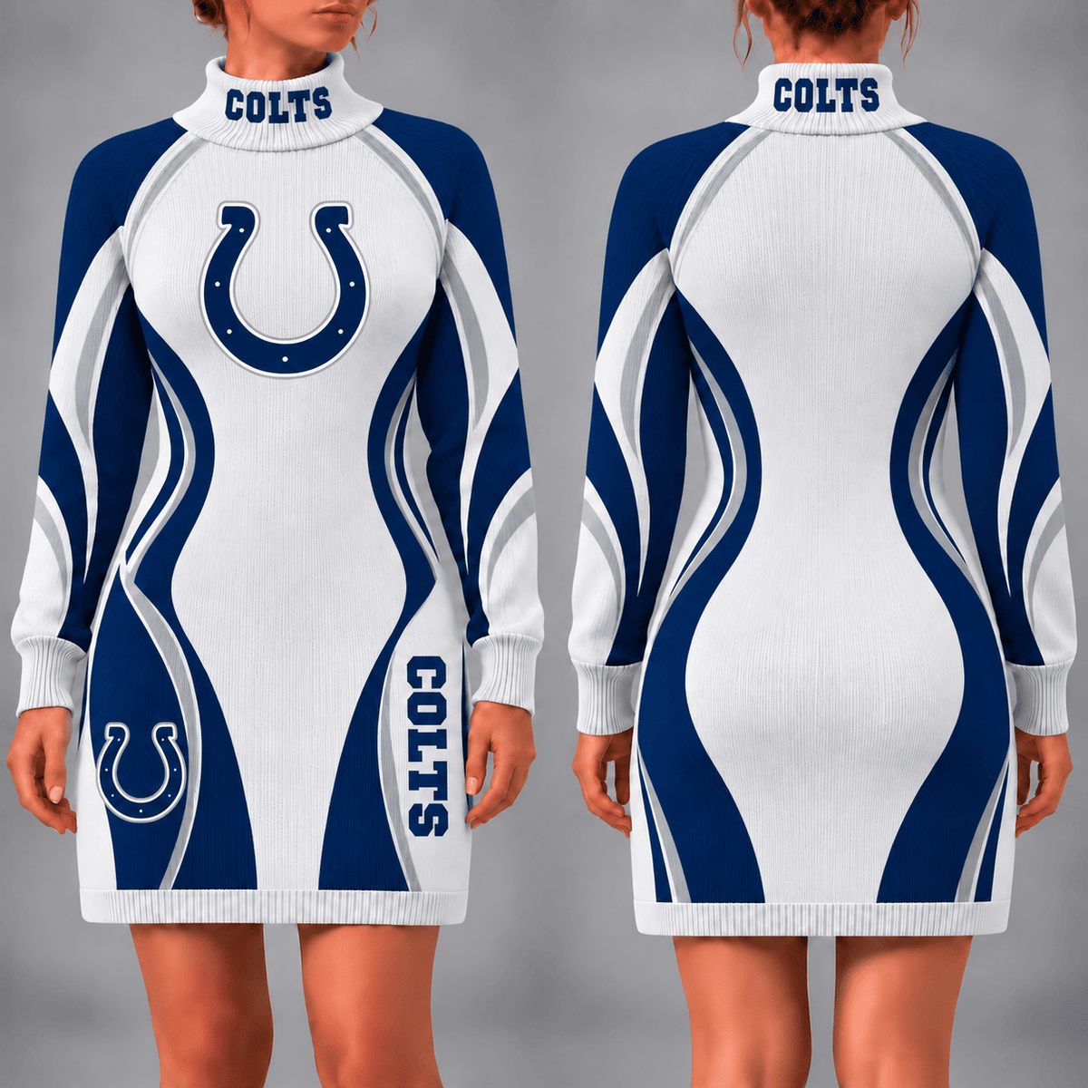 Indianapolis Colts Team Color Wave Sweater Dress