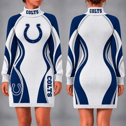 Indianapolis Colts Team Color Wave Sweater Dress