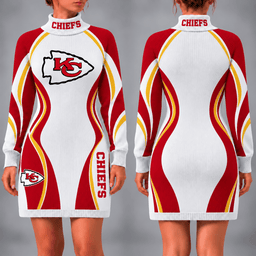 Kansas City Chiefs Team Color Wave Sweater Dress