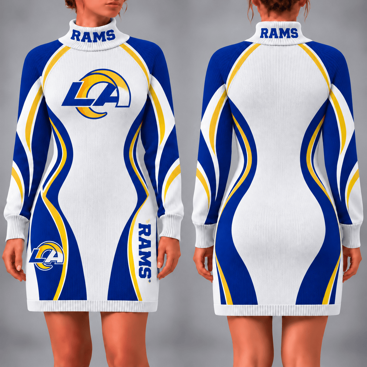 Los Angeles Rams Team Color Wave Sweater Dress