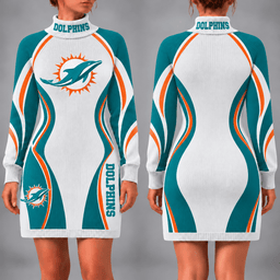 Miami Dolphins Team Color Wave Sweater Dress