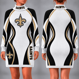 New Orleans Saints Team Color Wave Sweater Dress