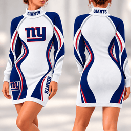 New York Giants Team Color Wave Sweater Dress