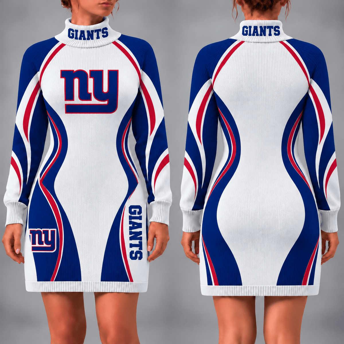 New York Giants Team Color Wave Sweater Dress
