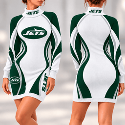 New York Jets Team Color Wave Sweater Dress