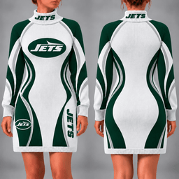 New York Jets Team Color Wave Sweater Dress