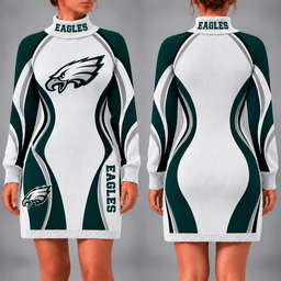 Philadelphia Eagles Team Color Wave Sweater Dress