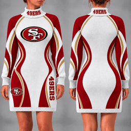 San Francisco 49ers Team Color Wave Sweater Dress