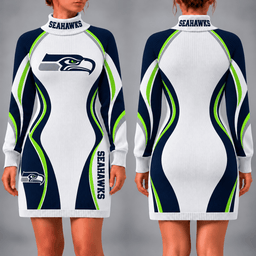 Seattle Seahawks Team Color Wave Sweater Dress
