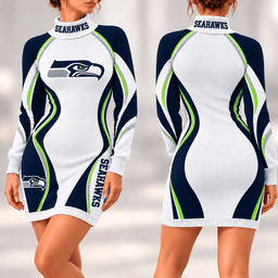 Seattle Seahawks Team Color Wave Sweater Dress