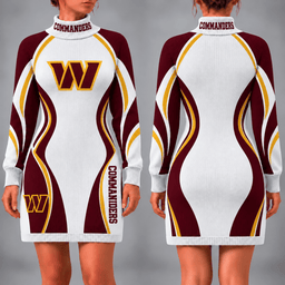 Washington Commanders Team Color Wave Sweater Dress