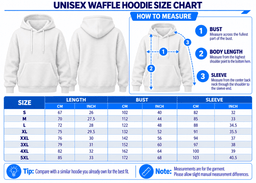 Miami Hurricanes | Premium NCAA Personalized Team Spirit Unisex Waffle Hoodie TD size chart