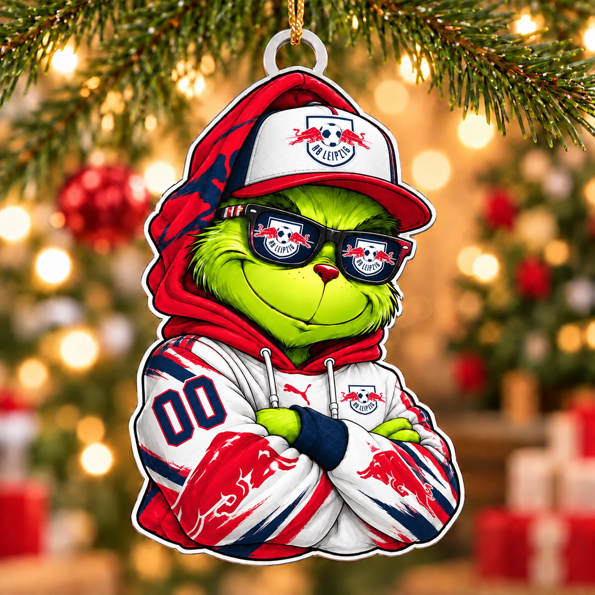 RB Leipzig Funny Green Guy Christmas Ornament, Acrylic Xmas Tree Hanging Decor