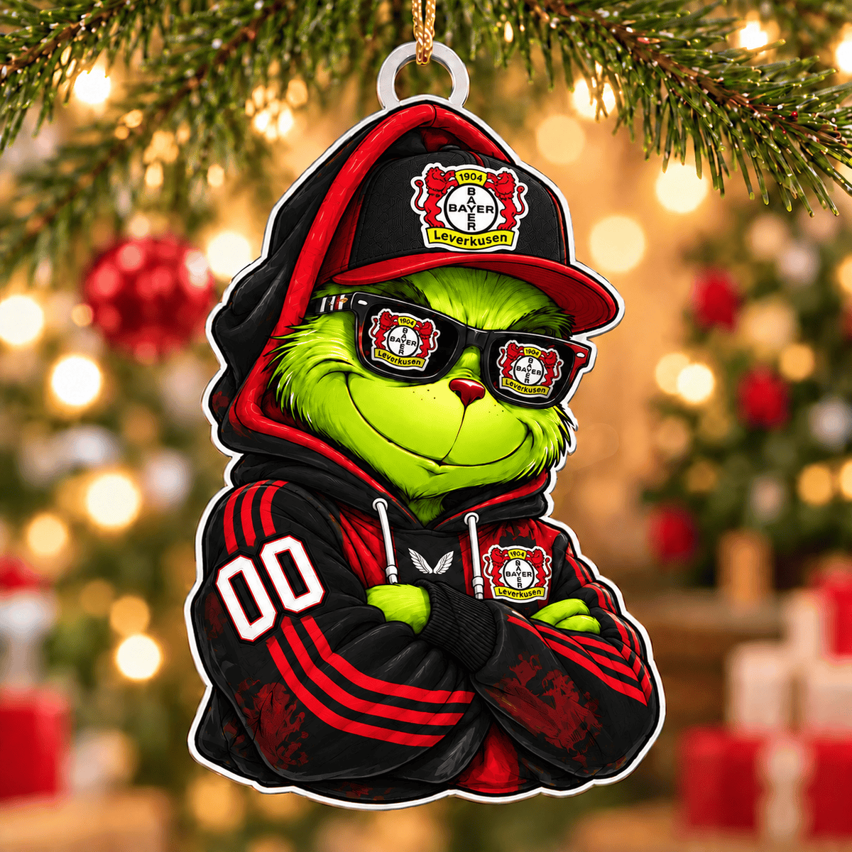 Bayer Leverkusen Funny Green Guy Christmas Ornament, Acrylic Xmas Tree Hanging Decor