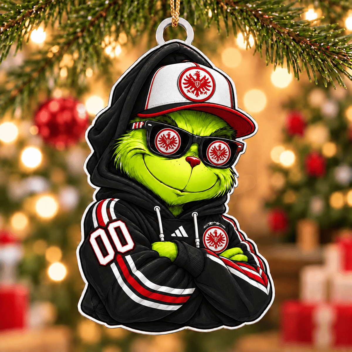 Eintracht Frankfurt Funny Green Guy Christmas Ornament, Acrylic Xmas Tree Hanging Decor