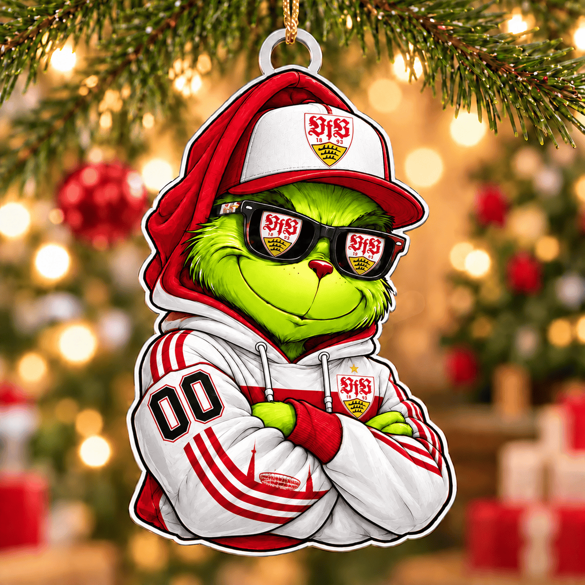 VfB Stuttgart Funny Green Guy Christmas Ornament, Acrylic Xmas Tree Hanging Decor