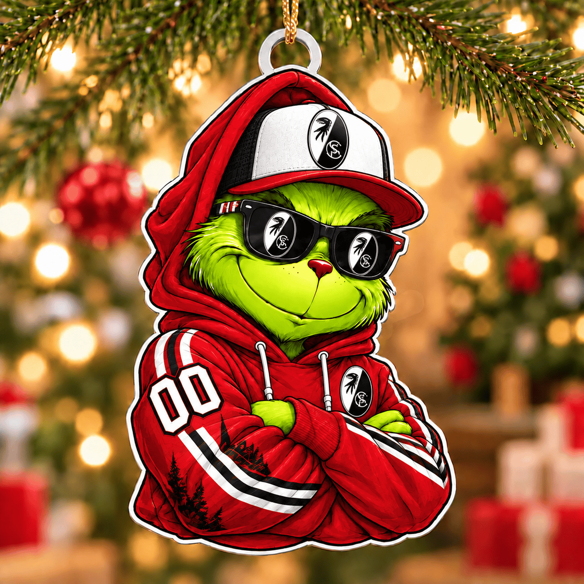 SC Freiburg Funny Green Guy Christmas Ornament, Acrylic Xmas Tree Hanging Decor