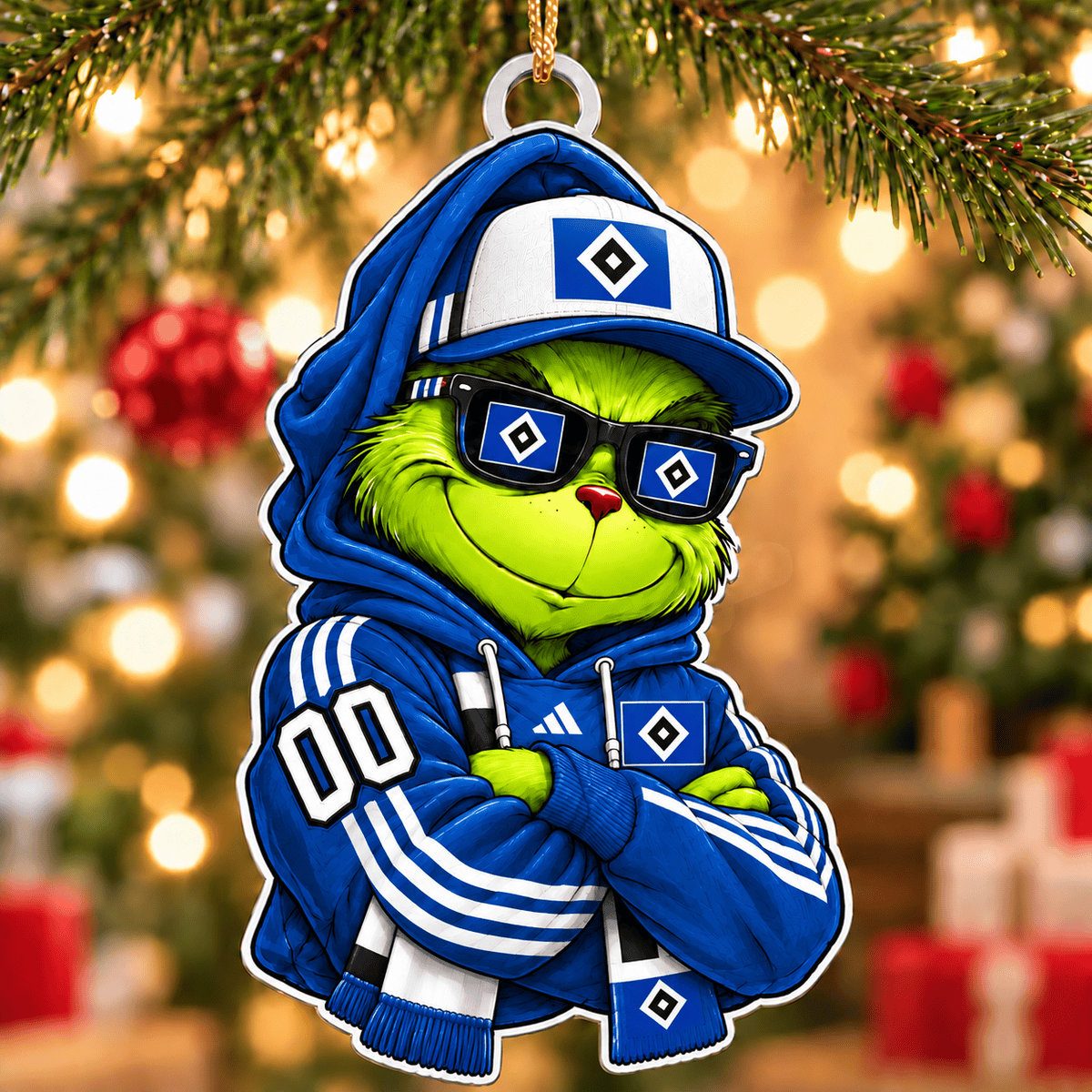 Hamburger SV Funny Green Guy Christmas Ornament, Acrylic Xmas Tree Hanging Decor