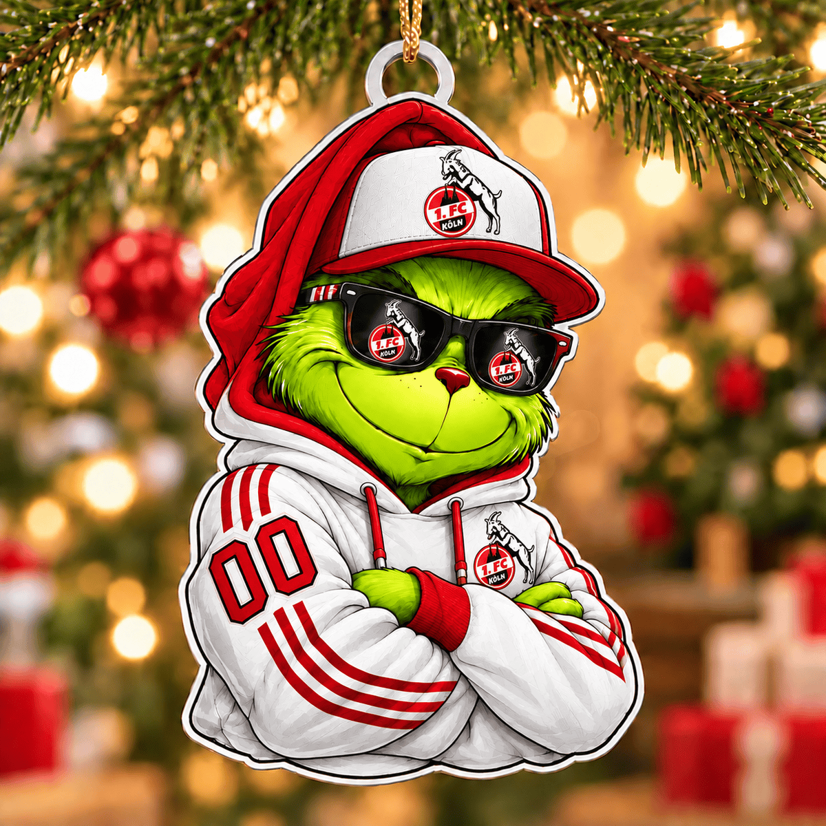 1. FC Köln Funny Green Guy Christmas Ornament, Acrylic Xmas Tree Hanging Decor