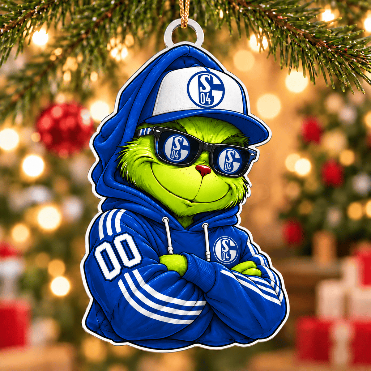 Schalke 04 Funny Green Guy Christmas Ornament, Acrylic Xmas Tree Hanging Decor