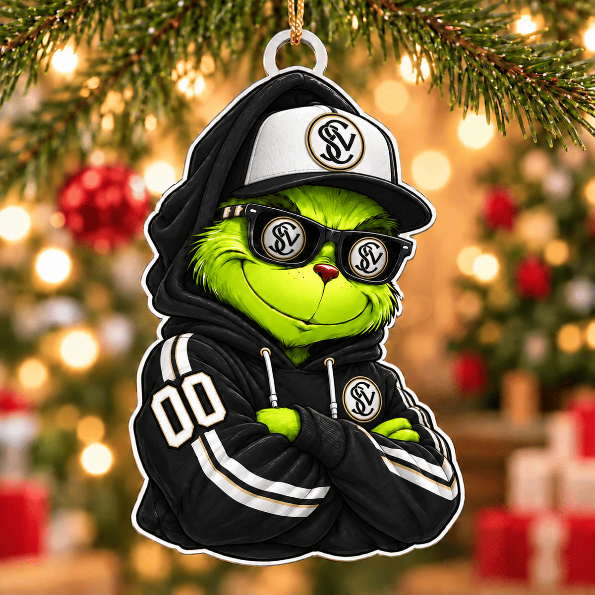 SV Elversberg Funny Green Guy Christmas Ornament, Acrylic Xmas Tree Hanging Decor
