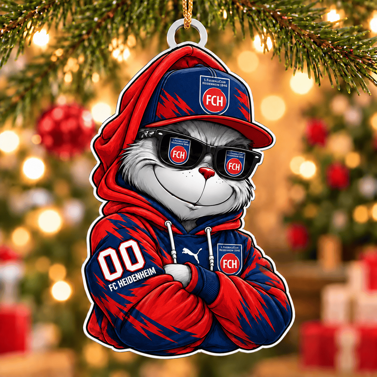 FC Heidenheim Funny Green Guy Christmas Ornament, Acrylic Xmas Tree Hanging Decor