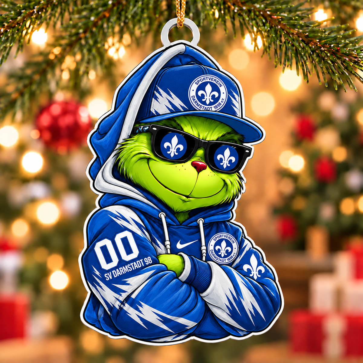SV Darmstadt 98 Funny Green Guy Christmas Ornament, Acrylic Xmas Tree Hanging Decor