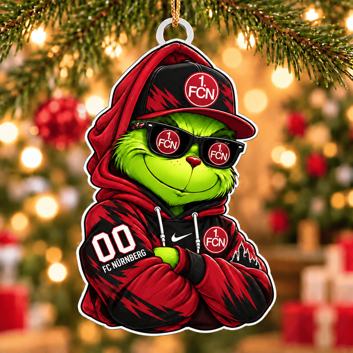 FC Nürnberg Funny Green Guy Christmas Ornament, Acrylic Xmas Tree Hanging Decor